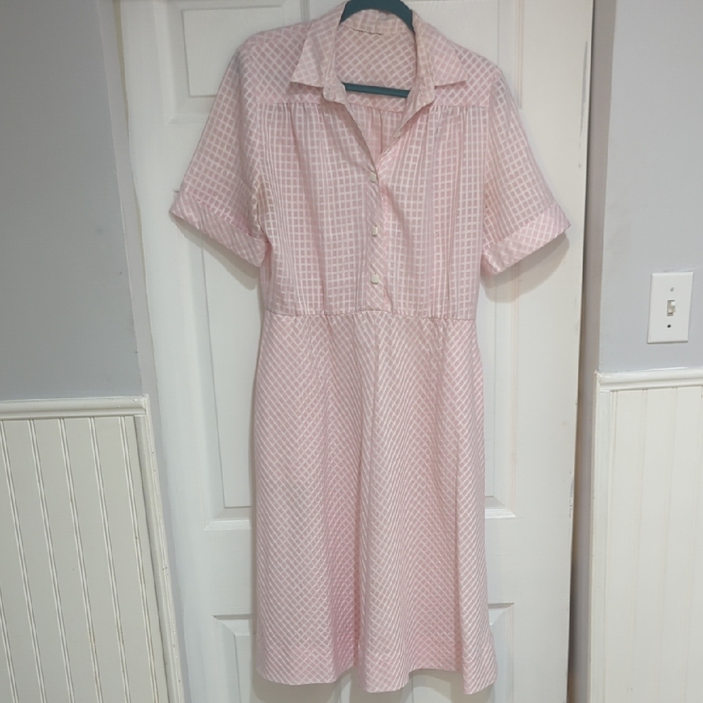 Pink Checkered Button-Up Dress